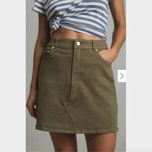 Anthropologie Pilcro Olive Green Denim Mini Skirt - Size 8